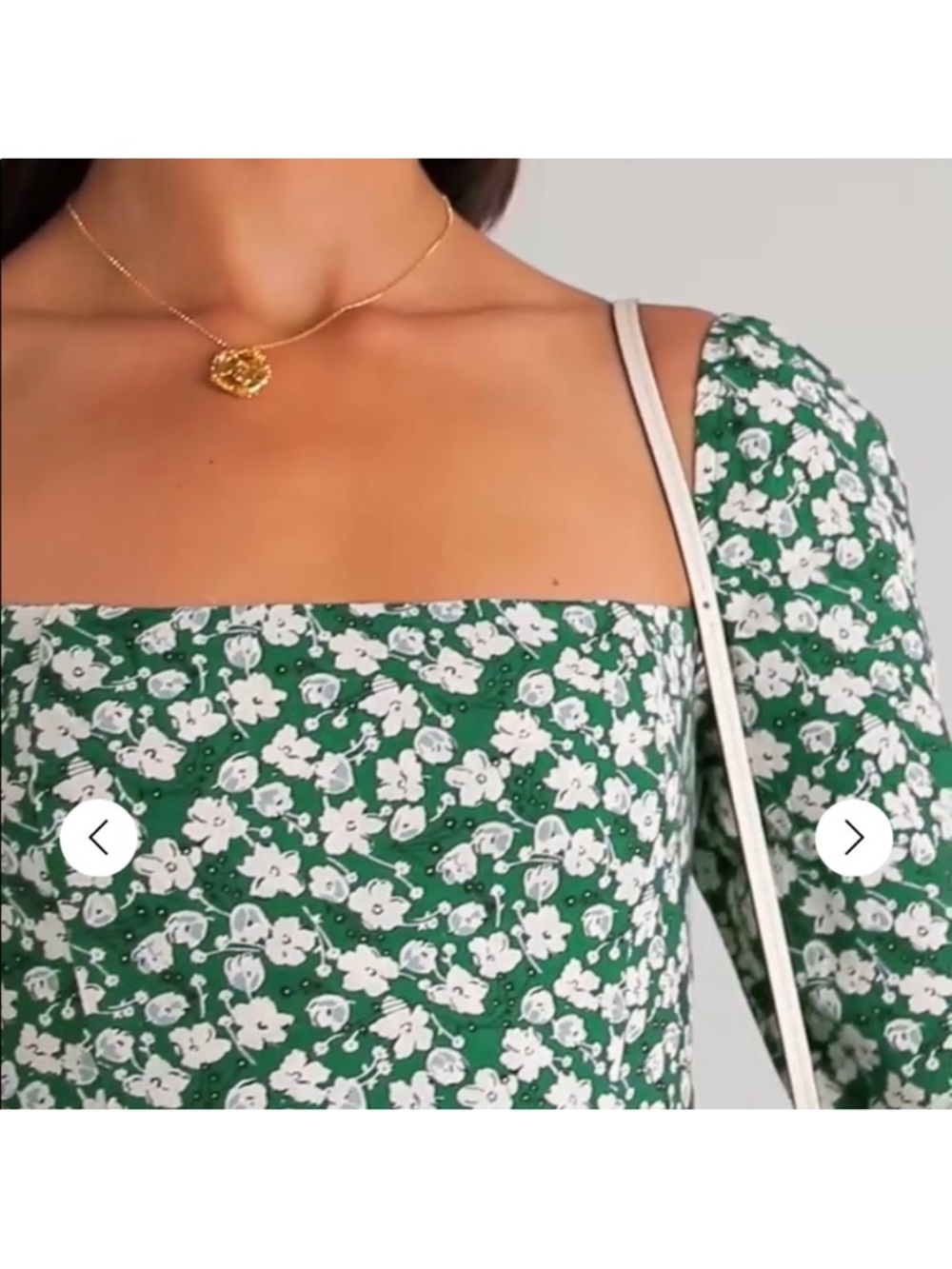 Reformation Belvedere Wallflower Long Sleeve Midi Dress Green White Sz 6 NEW - Picture 4 of 14
